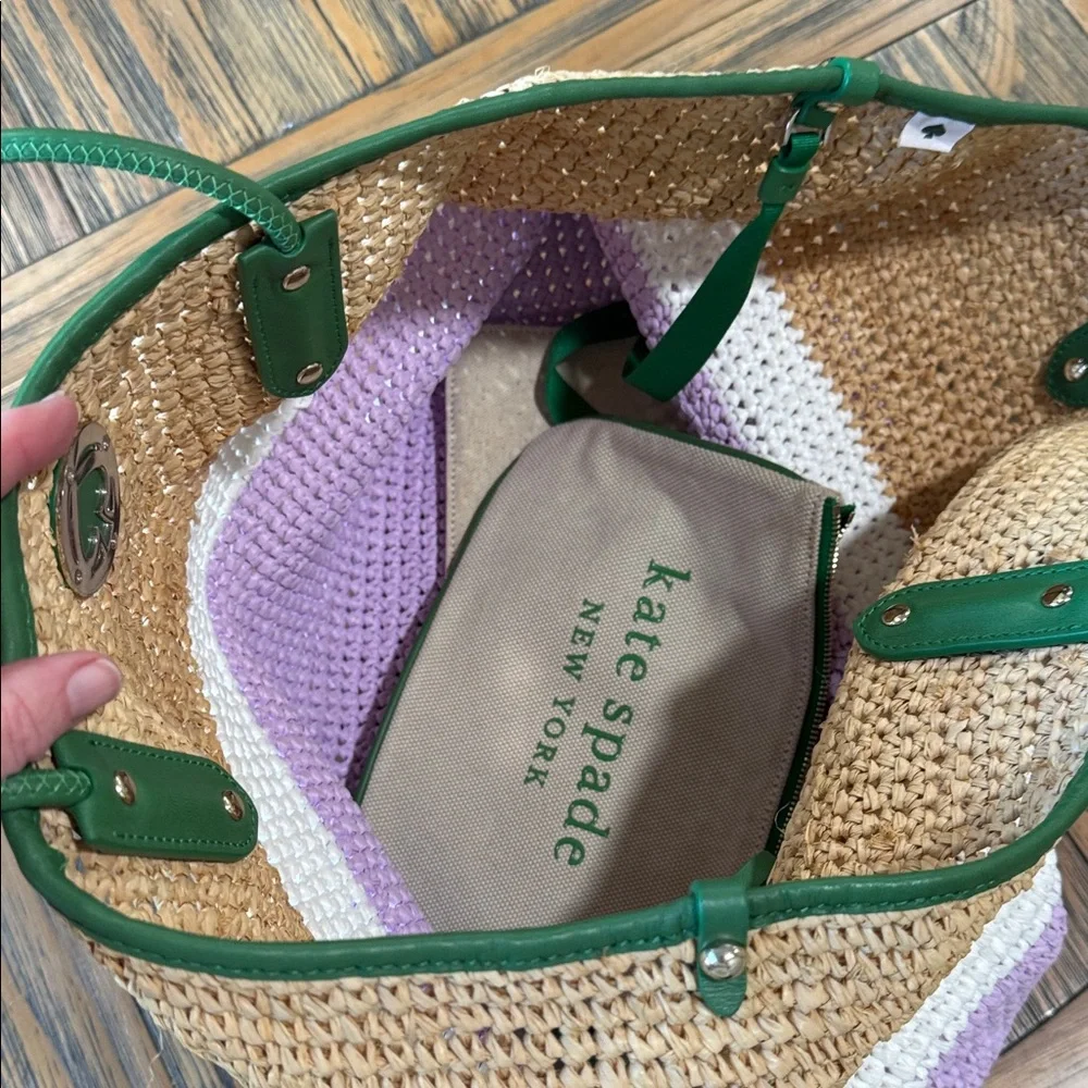 Kate Spade Green and Lavender Woven Tote - Picture 5 of 8